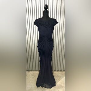 Women’s Adrianna Papell Blue Solid Maxi Polyester Designer Dress Size 6